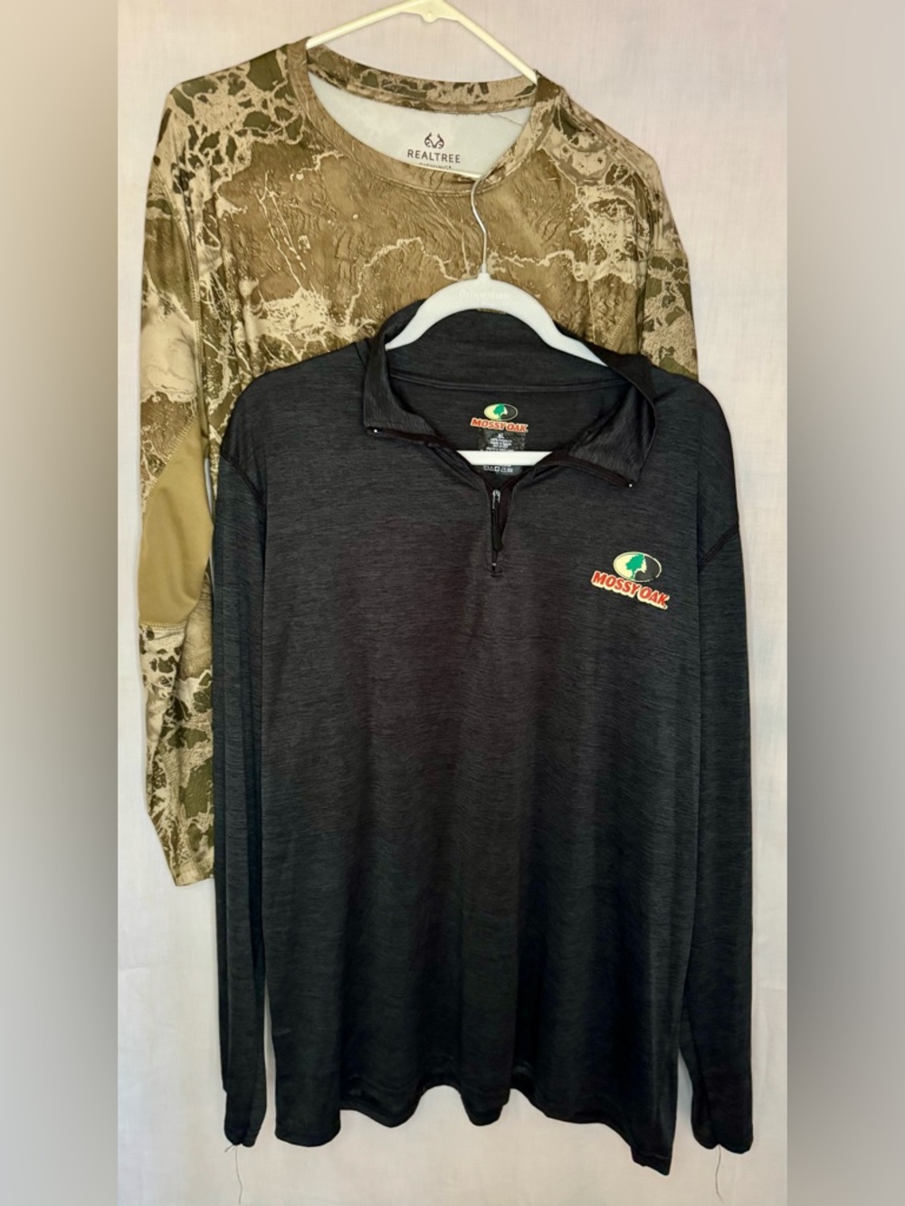 Set of 2 Performance Long Sleeves 1 Black 1 Camouflage Long-Sleeve Quarter-Zip